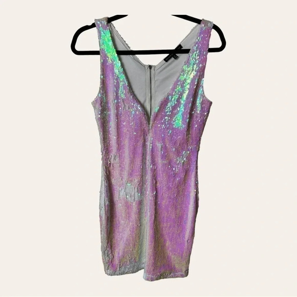 WOMEN’S SYMPHONY ALL SEQUINS‎ MINI DRESS SLEEVELESS WHITE AND PINK - Picture 1 of 8